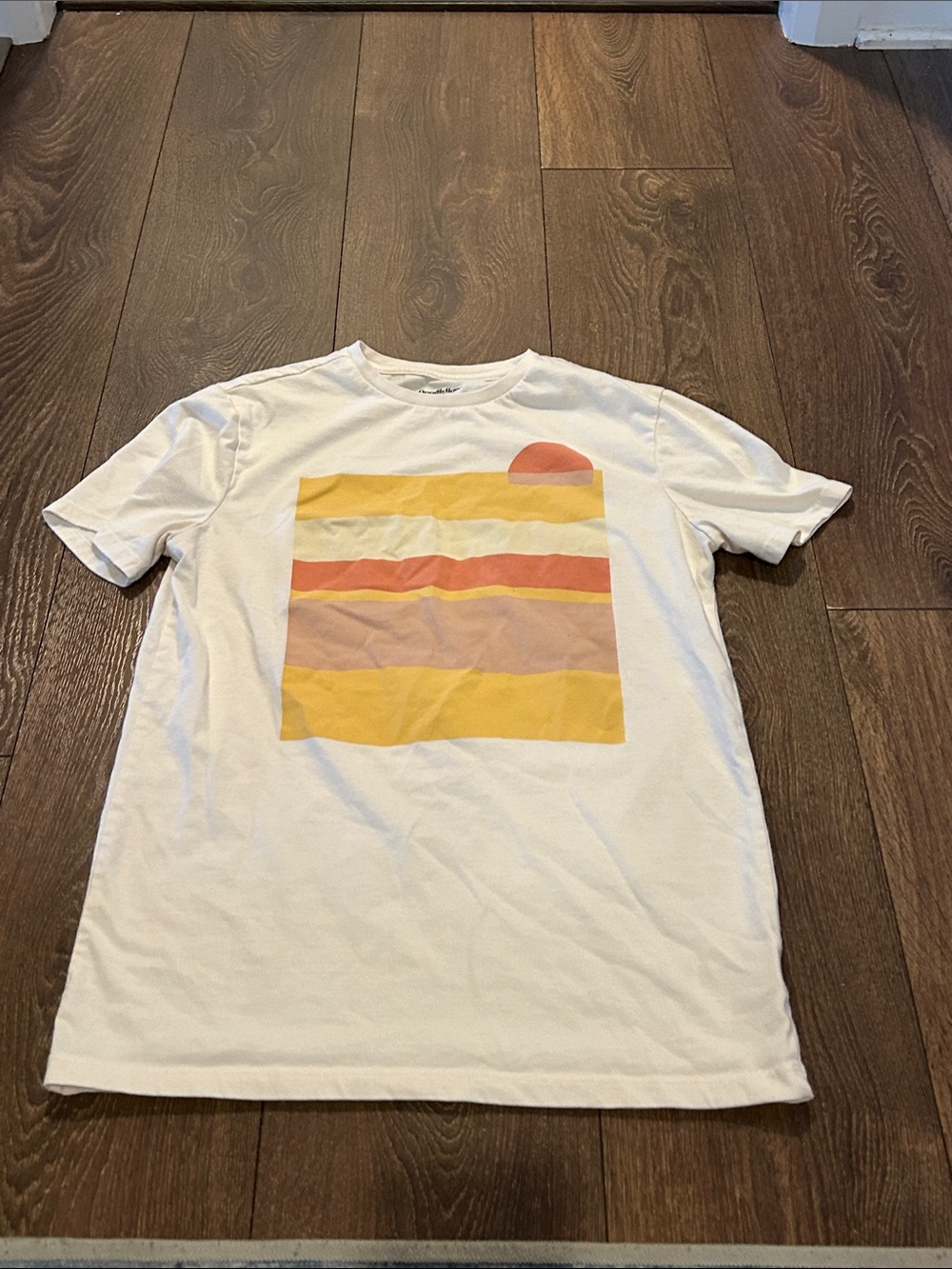 Goodfellow & Co White Tee with Sunset Stripe Graphic